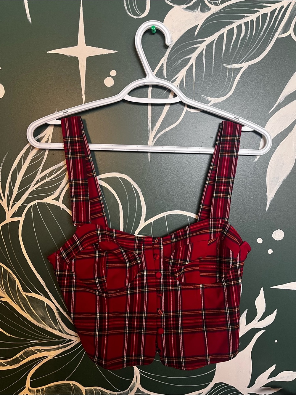 ❤️ Forever 21 Red Plaid Button-Front Cropped Top ❤️